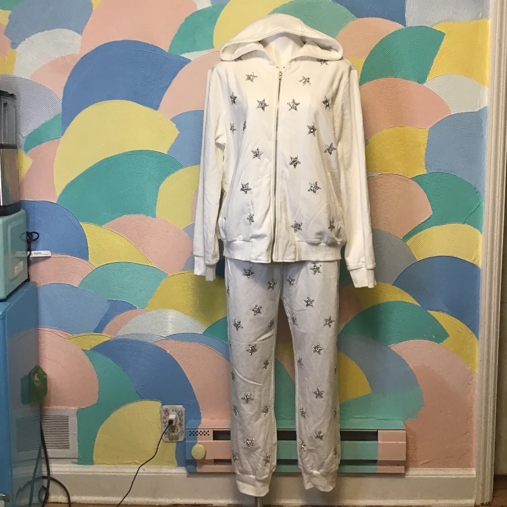 Why Plus size jogger suit with crystal stars Sz XXL
